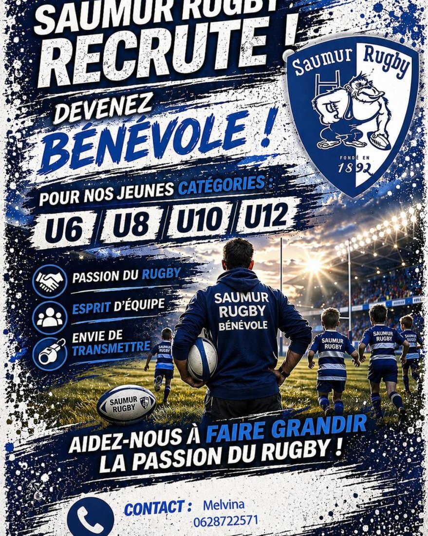SAUMUR RUGBY RECRUTE DES BENEVOLES